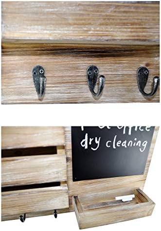 Rustic Key Hooks Holder with Chalkboard