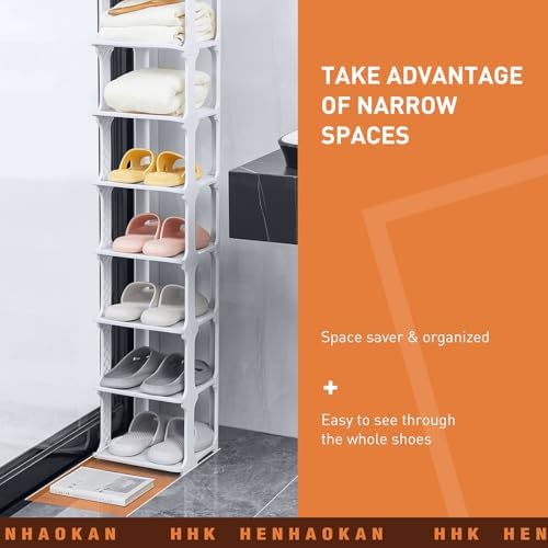 5 Tiers Shoe Rack Organizer for Closet Entryway Storage Free Standing Stackable Vertical Narrow Plastic Shoe Holder Grey