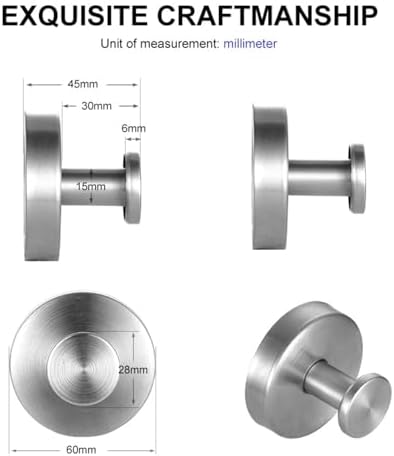 Stainless Steel Suction Cup Hooks for Glass 4pcs Silver