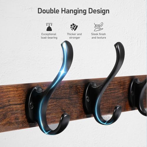 Tatub 29 Inch Rustic Black Coat Rack Wall Mount with Shelf