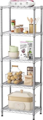 SINGAYE 5 Tier Adjustable Wire Shelf Unit Gray