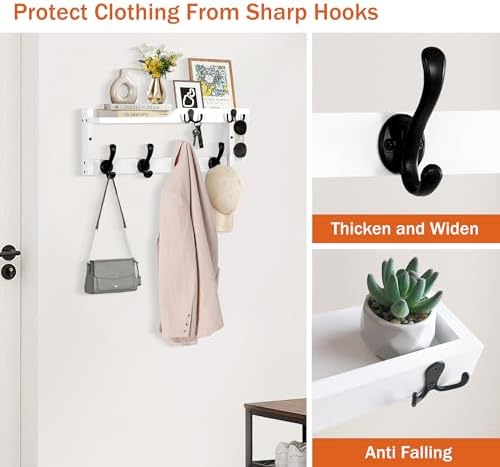 Dreampossible Wall Mount Coat Rack with Key Hooks and Mail Holder