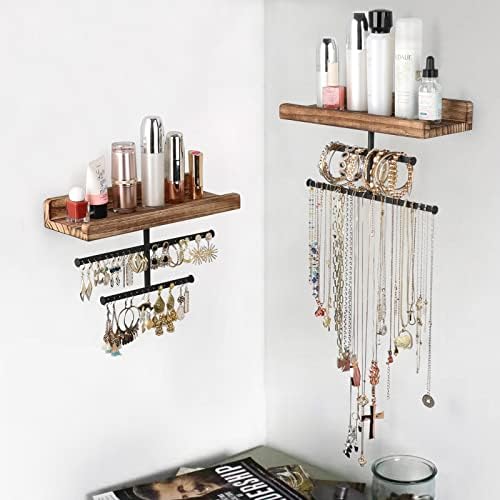 Keebofly Wall-Mounted Jewelry Organizer with Dual Shelves