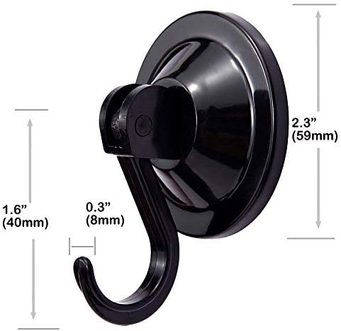 Suction Cup Hooks 20 lb Capacity Set of 4 Black