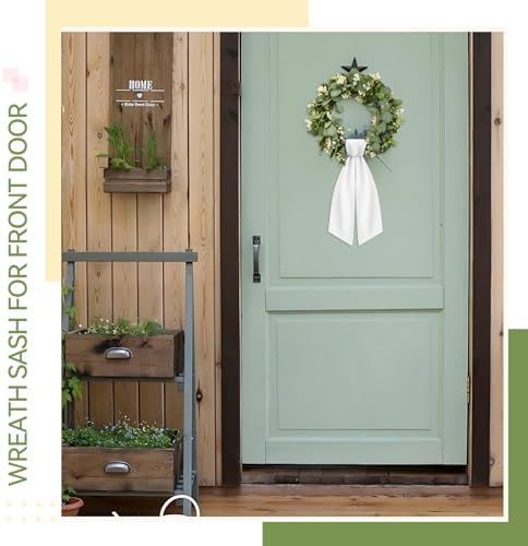 2 Pcs White Wreath Sash for Front Door Decor