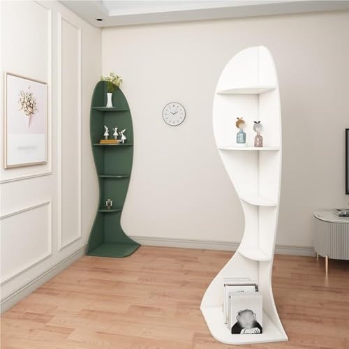 4-Layer Wood Corner Bookcase Storage Display Rack Tall Shelf for Living Room Study Office