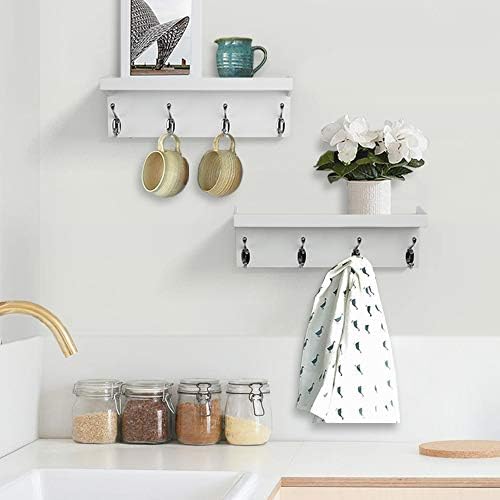 ZGZD Wall Mounted Coat Rack with Shelf and 4 Double Hooks Set of 2