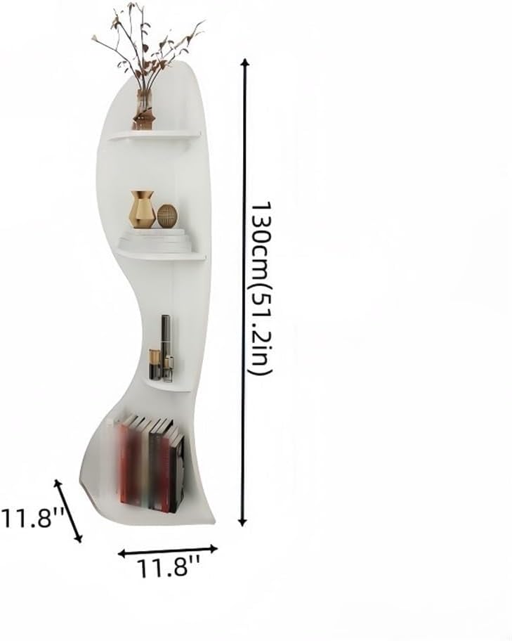 4-Layer Wood Corner Bookcase Storage Display Rack Tall Shelf for Living Room Study Office
