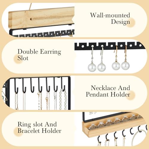 Feyejade 5-Tier Wall Jewelry Organizer Black
