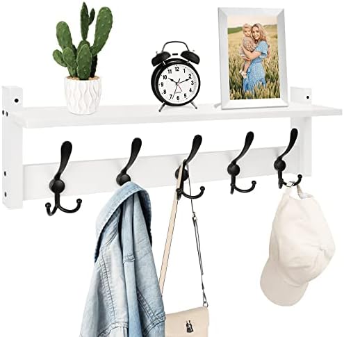 Homode Wall Shelf with Hooks 24 Inch Coat Rack