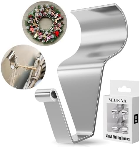 MIUKAA Vinyl Siding Hangers Hooks 8 Pack Sturdy No Hole Hooks for Hanging Outdoor Decorations