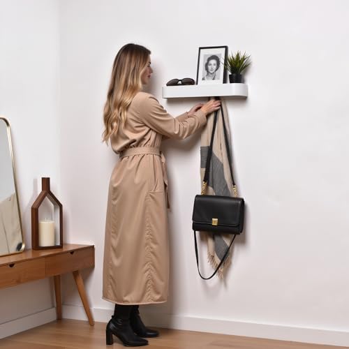 Modern Wall-Mounted Coat Rack with Shelf and 5 Hooks