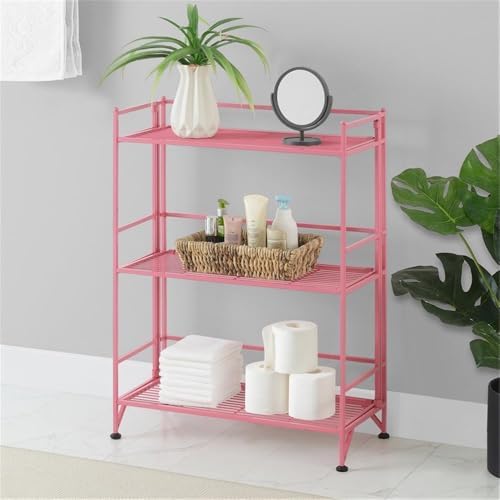 Convenience Concepts Xtra Storage Shelves Pink 3 Tier Folding Metal Organizer Unit