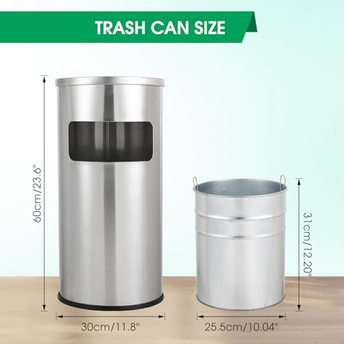 Stainless Steel Outdoor Trash Can with Removable Inner Barrel