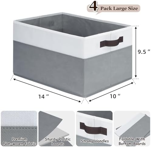 Criusia 4 Pack Storage Baskets for Shelves and Closets