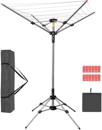 Outdoor Clothes Drying Rack with 8 Lines and 82 Ft Space