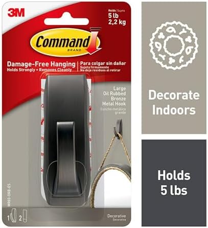 Command Large Modern Reflections Metal Hook with 2 Strips 5 lb