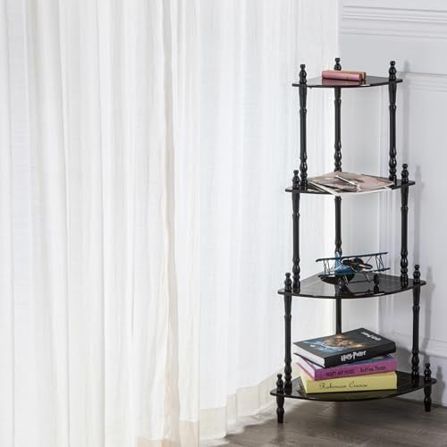 39 Inch Tall 4 Tier Wooden Corner Shelf Cherry