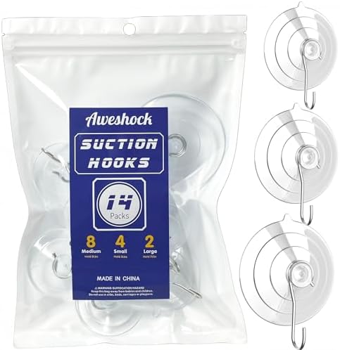 Aweshock Suction Hook Combo 14pcs - 4 Small 8 Medium 2 Large