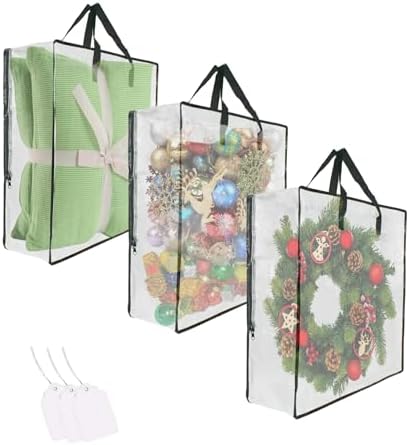 3 Pack Clear Storage Bags with Handles and Zipper