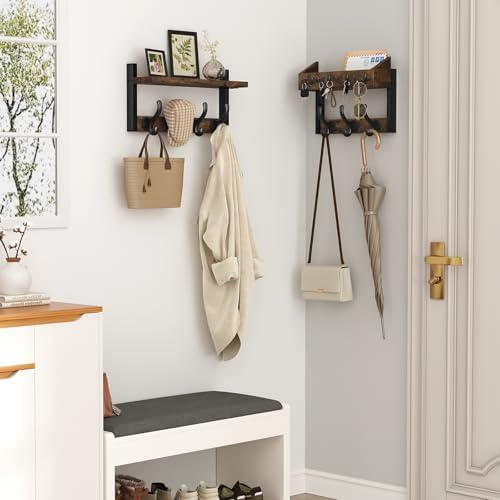Evermagin 29 Inch Wall Mounted Coat Rack with Shelf