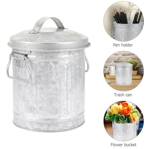 Cabilock Ash Bucket with Lid Galvanized Metal Canister