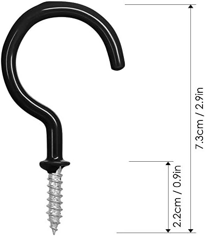 25 Pack Vinyl Ceiling Hooks for Kitchen Storage - Black
