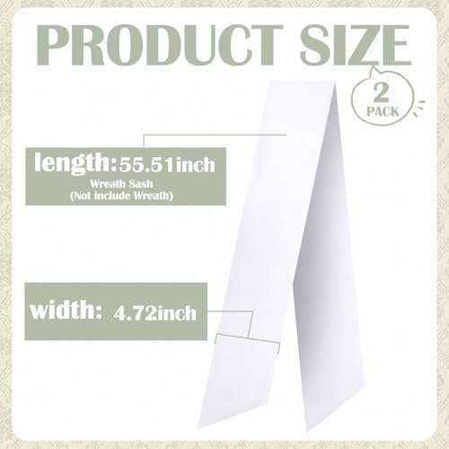 White Wreath Sash for Front Door - 2 Pack