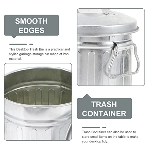 Vintage Iron Stationery Storage Barrel Mini Desktop Trash Can for Office and Home