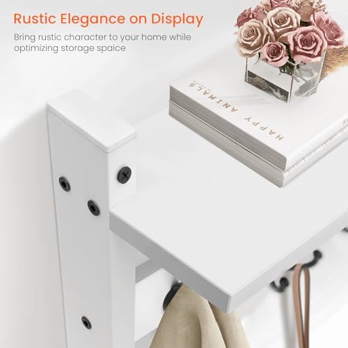 Homode Wall Shelf with Hooks 24 Inch Coat Rack