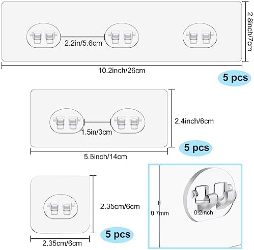 Vivinin 15 Pack Shower Caddy Adhesive Hooks No Drilling