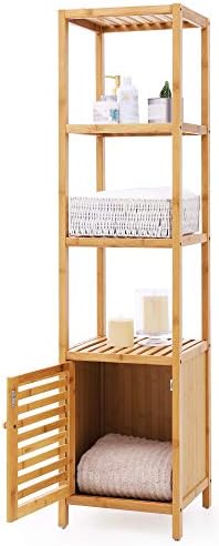 SONGMICS Bamboo Floor Cabinet with 4 Shelves