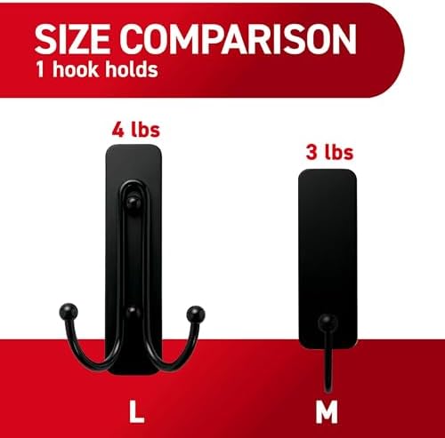 Command Medium Matte Black Wall Hooks 2 Hooks 4 Strips