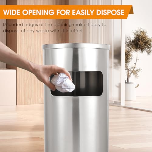 Stainless Steel Outdoor Trash Can with Removable Inner Barrel