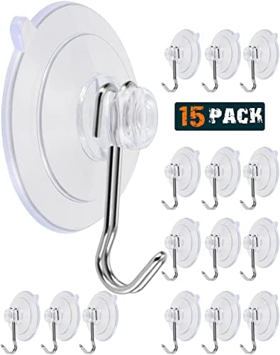 LUPYJI Suction Cup Hooks 15 Pack Transparent PVC Reusable