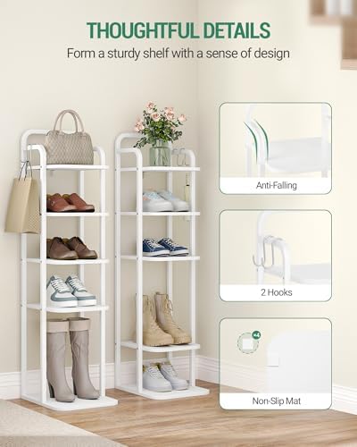 6 Tiers Vertical Shoe Rack Narrow Design Adjustable Shelves Corner Organizer for Small Spaces White SR04213W