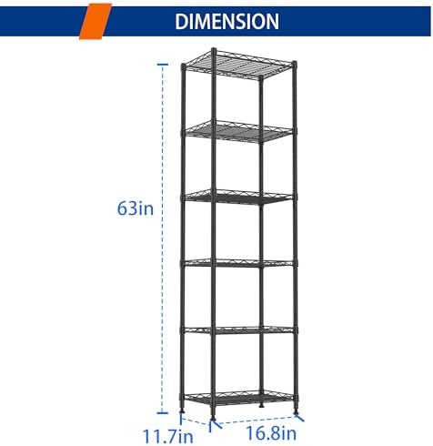 REGILLER 6-Way Adjustable Steel Shelving Unit Black
