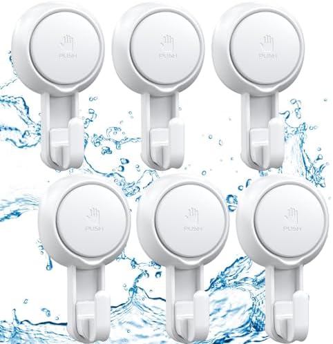 LUXEAR Suction Hooks 6 Pack Heavy Duty Waterproof Shower Door Window Organizer