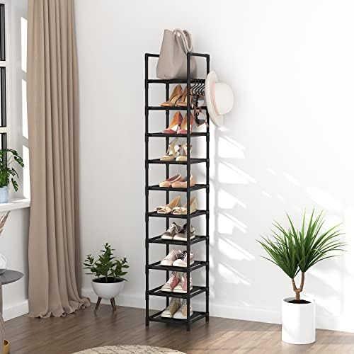 Tall Narrow Shoe Rack for Entryway 10 Tier Storage