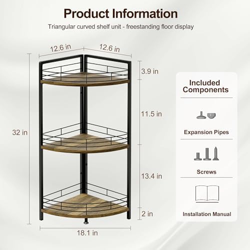 BUTUNITA 3-Tier Corner Shelf Unit - Brown
