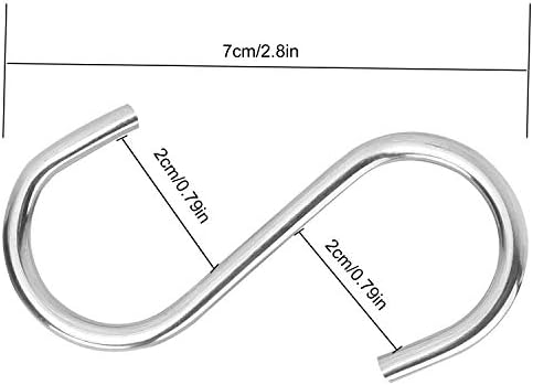 100 Pack 275 Inch S Hooks Stainless Steel Heavy Duty Hooks for Pans Pots Clothes Plants Coffee Cups