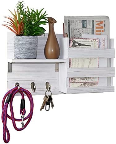 Spiretro Wall Key Hooks Holder with Mail Sorter and Floating Shelf