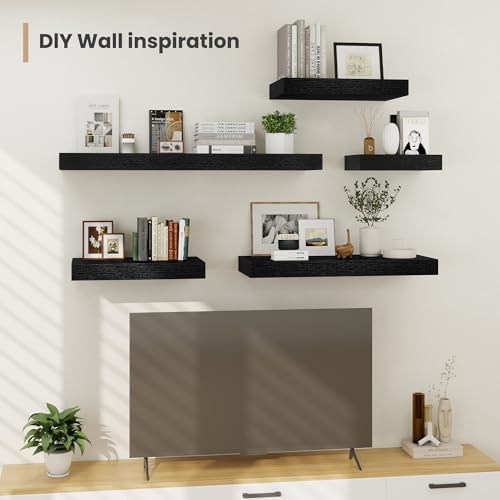 12 Inch Deep Floating Shelves 2Pack Black
