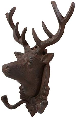 Ebros Cast Iron Stag Antlers Wall Double Hooks Decor