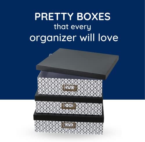 Soul Lane 3 Piece Black and White Storage Boxes with Lids