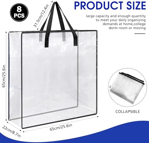 8 Pcs Clear Storage Bags with Handle and Zipper