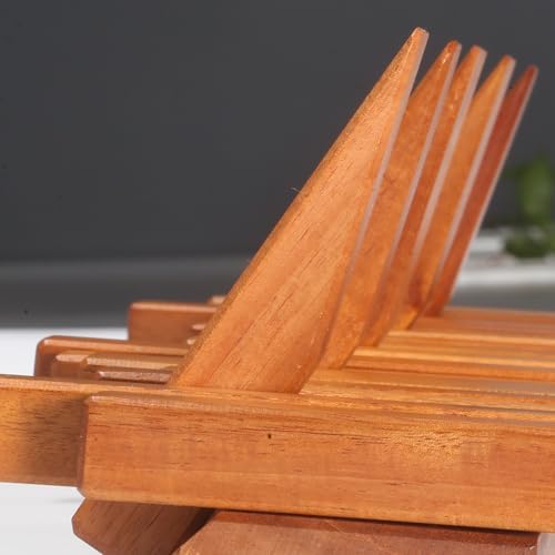 Wooden Coat Rack with 7 Flip-Down Hooks for Coats Hats and Bags