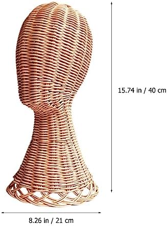 EXCEART Rattan Hat Display Stand for Wigs and Caps
