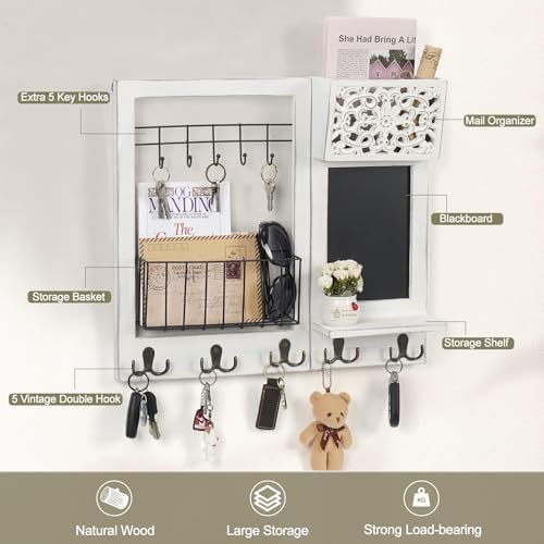 Dhmkfly Key Holder Wall Mount with Chalkboard