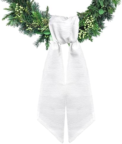 White Seersucker Wreath Sash for Front Door